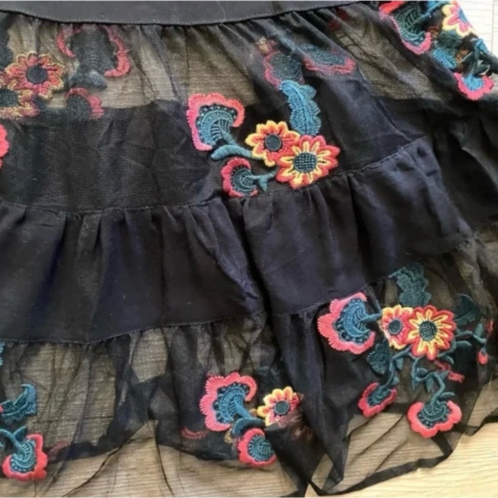 LOWEST PRICE NWOT For Love Lemons Small Black Embroidered Floral Boho Midi Dress - Picture 13 of 14